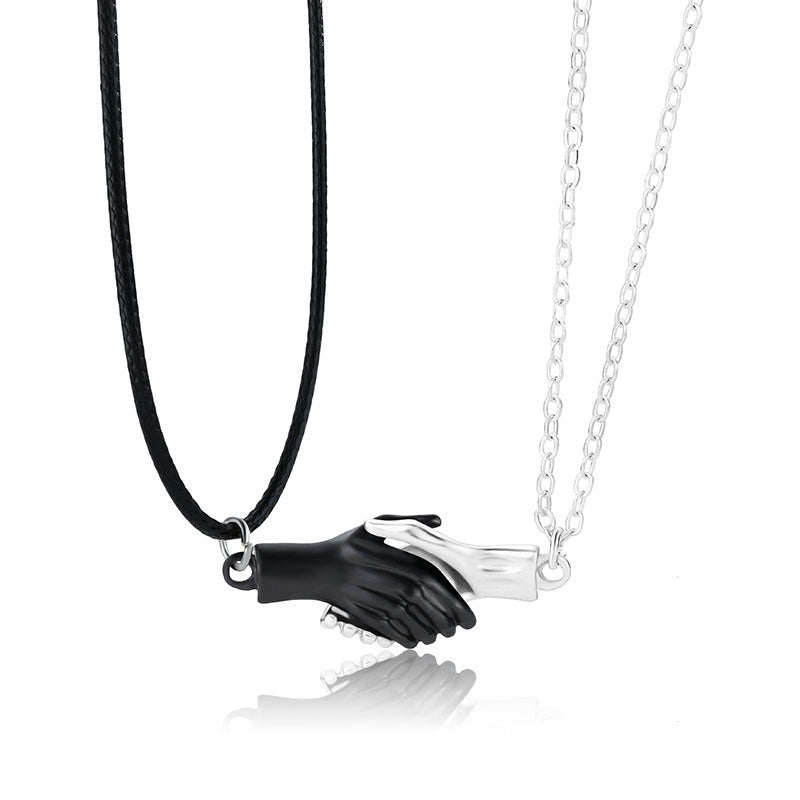 Palm Couple Necklace Magnet Attracts Handshake Clavicle Chain Necklace