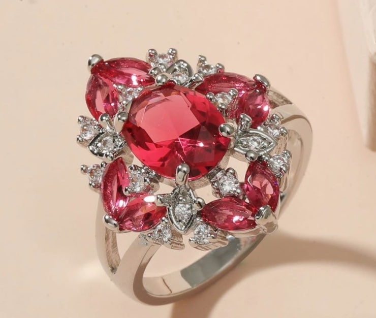 Blue Gemstone Ring Silver Plated Jewelry