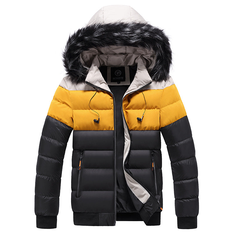 Hooded Jacket Men's Thick Warm Cotton Jacket ,