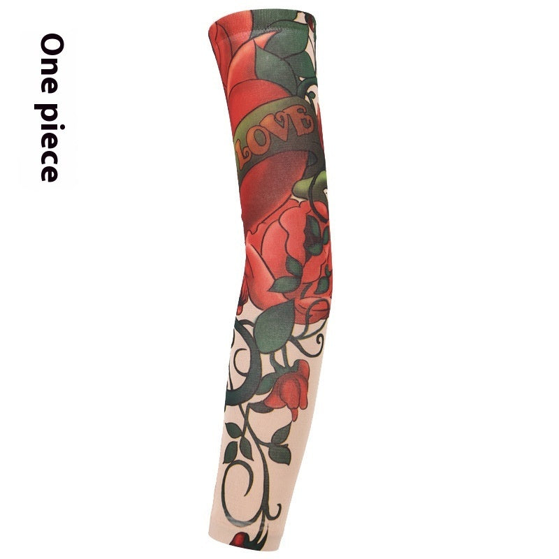 Flower Arm Tattoo Oversleeve Seamless Outdoor Riding Tattoo Sun Protection Oversleeve Cycling Tattoo Oversleeve