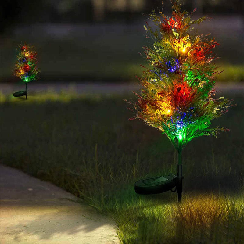 Solar-Powered Christmas Lights Pine And Cypress Trees