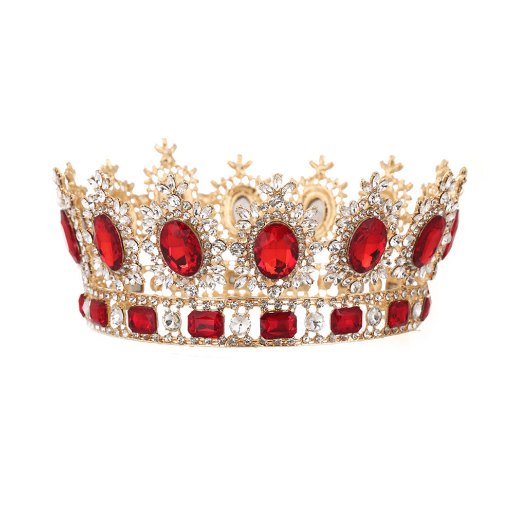 Bride European Princess Big Crown Round Baroque Full Crown Wedding Dress Accessories