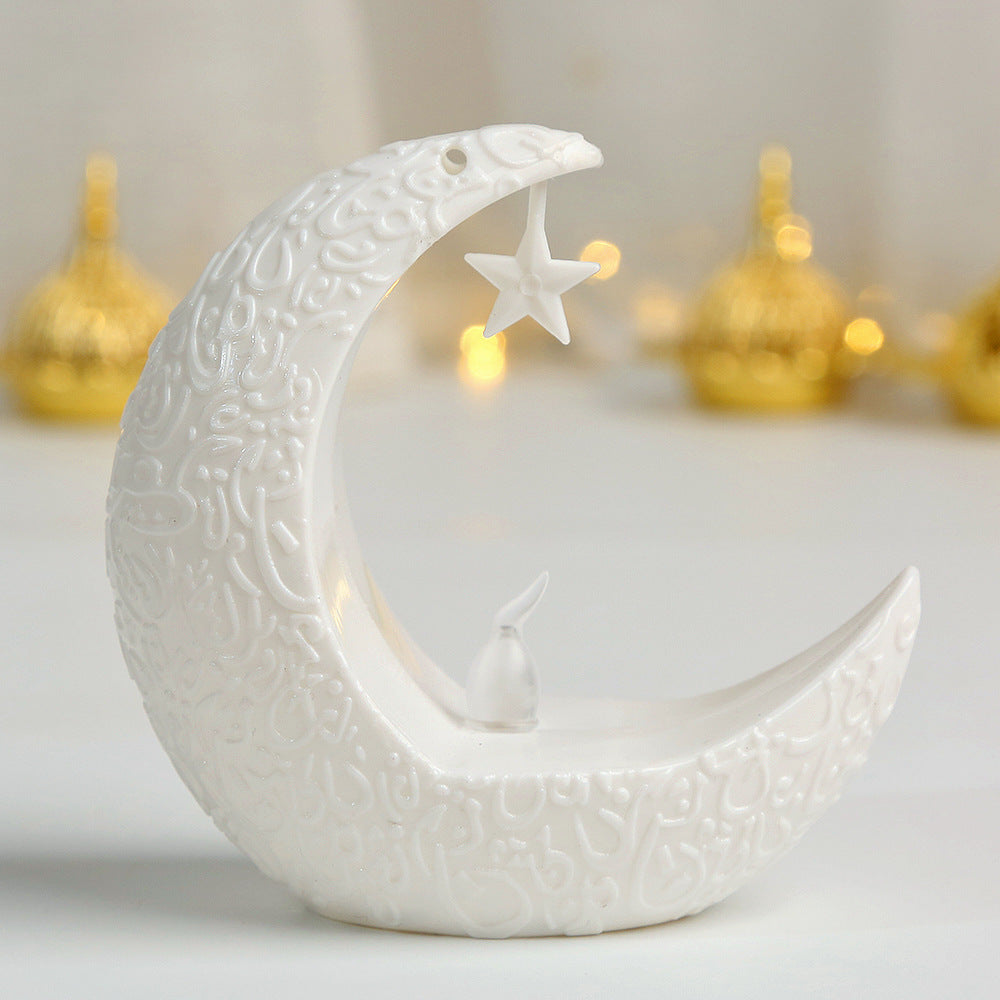 Star Moon Candlestick Arabian Lantern Electric Candle Lamp Storm
