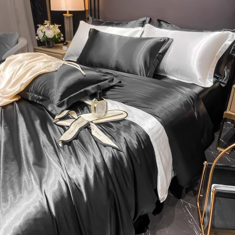 Four-Piece Double-Sided Silk Quilt Cover Ice Silk Tencel Spring And Summer Bedding