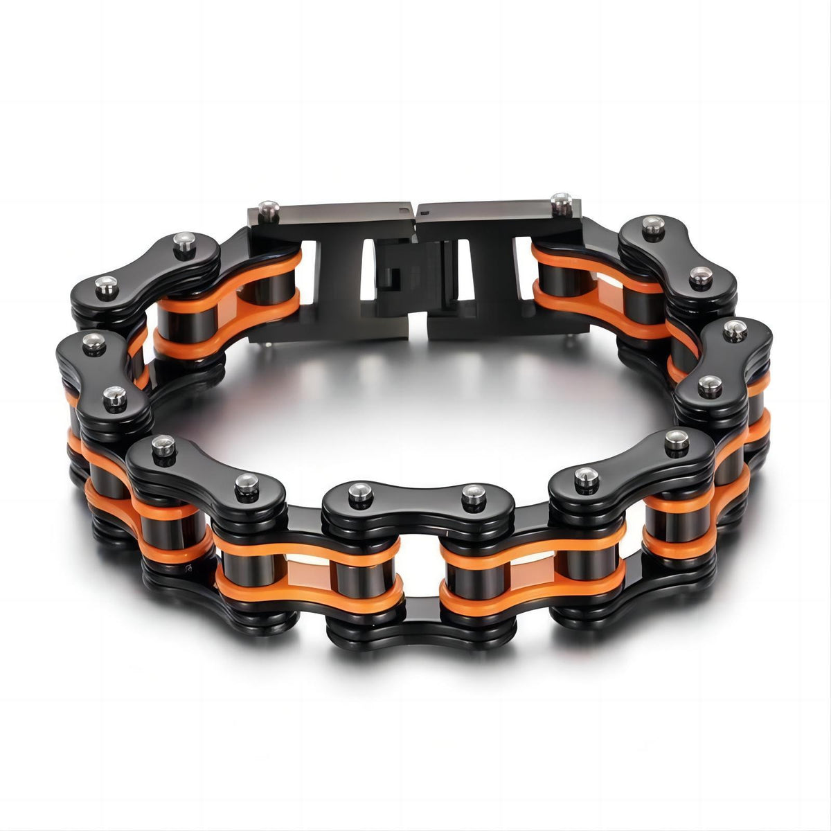 European and American Popular Orange Black Stainless Steel Bicycle Bracelet