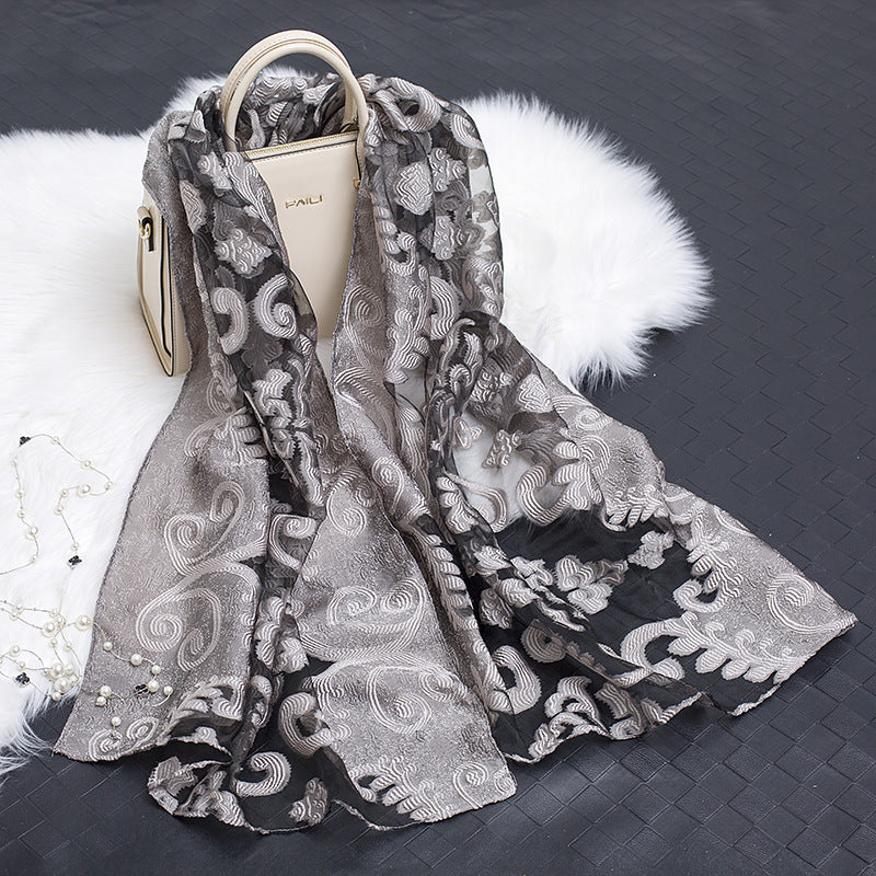 Cut Flowers Hollow Silk Scarf Simulation Silk Scarf