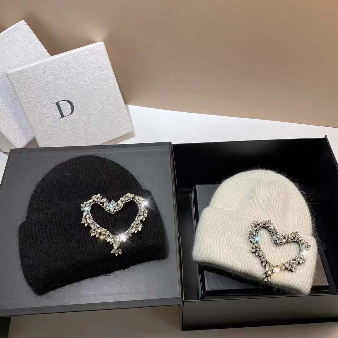 Fall Winter Fashion Heart Knitted Warm Ear Protection Hat