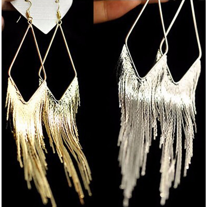 Bohemian Ethnic Diamond Tassel Earrings