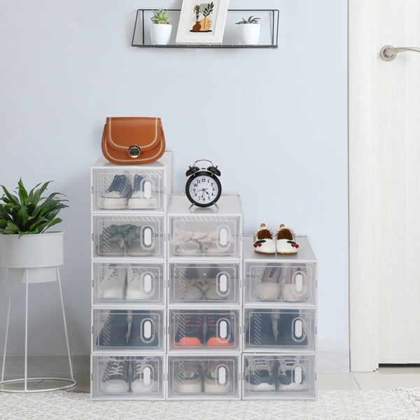 12pcs White Shoe Box Plastic