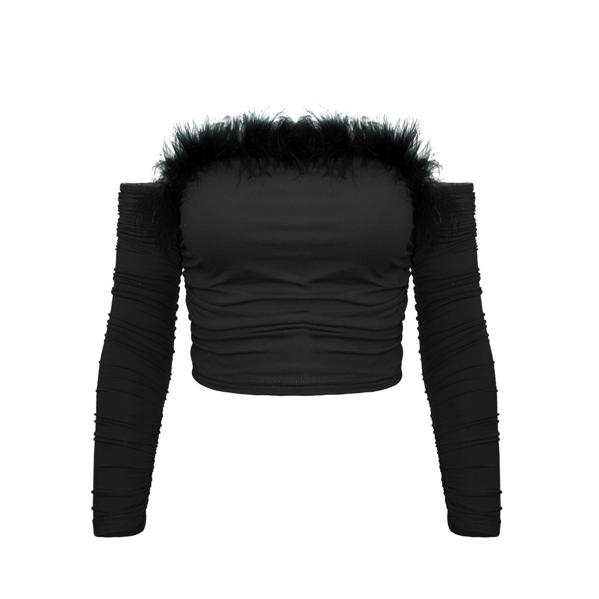 Vintage Hair-Neck, Long-Sleeved Top With A Strapless Neck And A Backless Shoulder