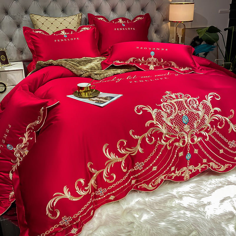 Four-Piece Bed Sheet Cotton Ice Silk Quilt Cover