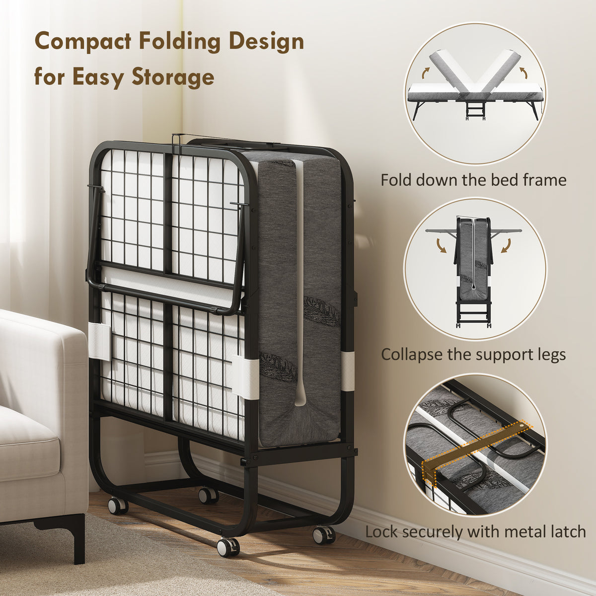 Folding Bed with Mattress for Adults