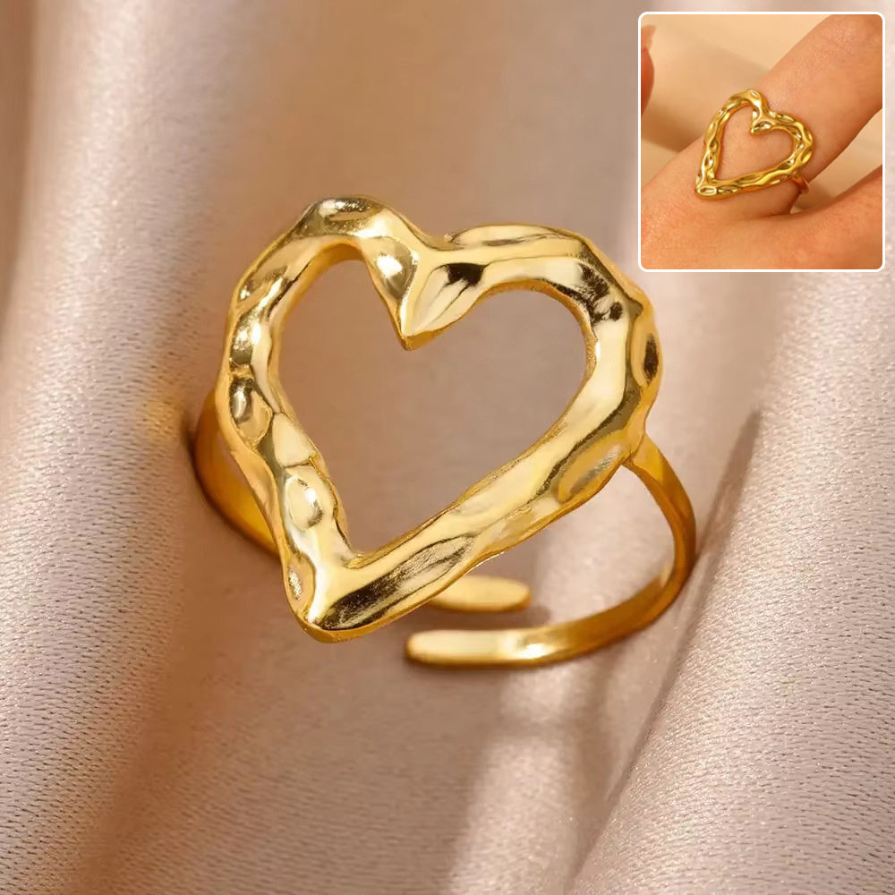 Retro Love Adjustable Stainless Steel Ring