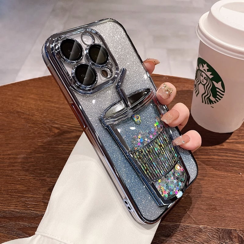 Electroplating Phone Case Three-Dimensional Quicksand Cup Soft Shell