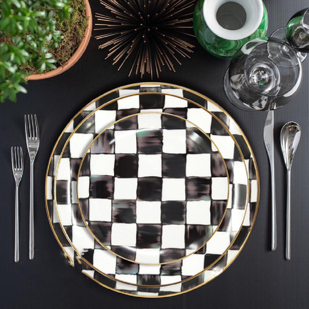 Black And White Checkerboard Bone China Tableware