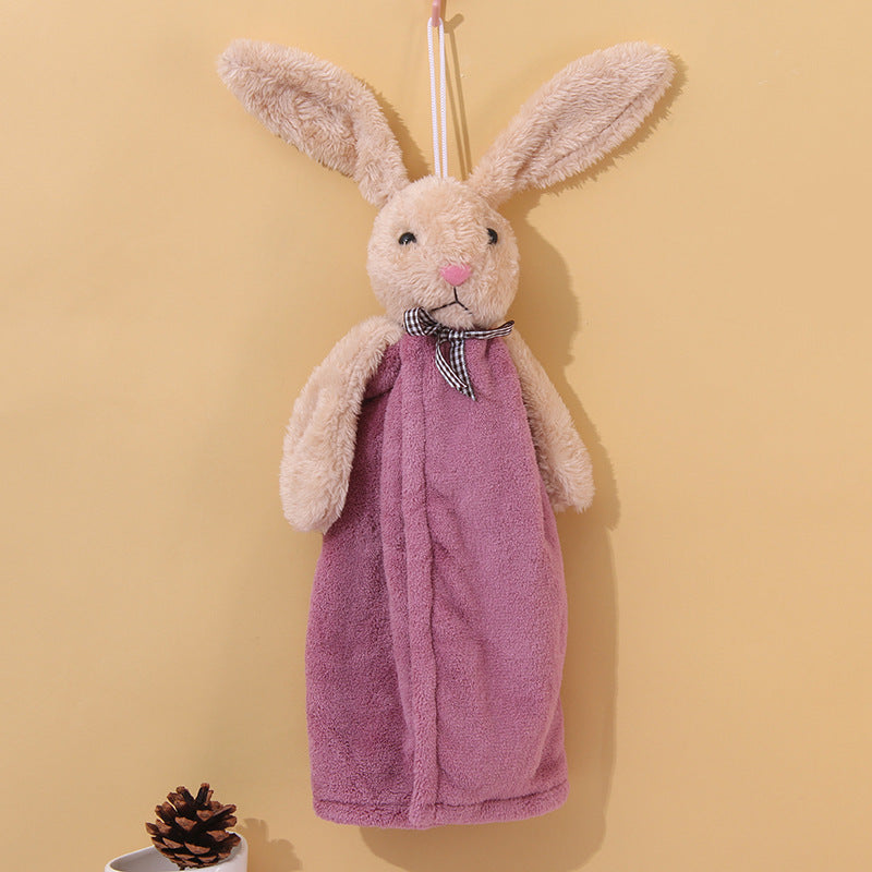 Coral Velvet Hanging Rabbit Towel