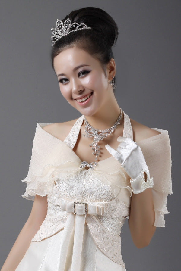 Bride White Shawl Lace Thin Wedding Dress