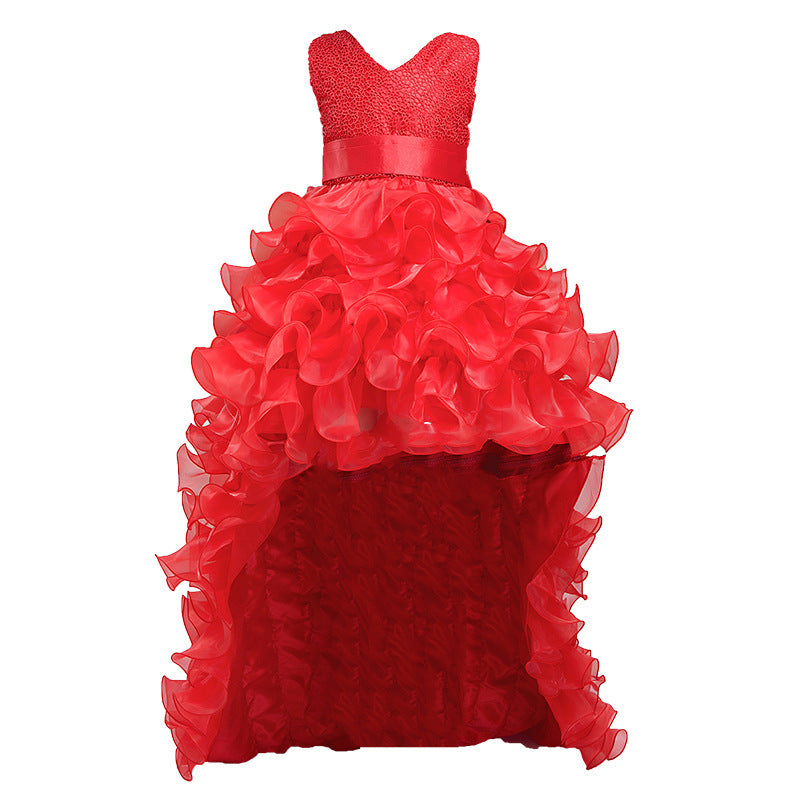 Girls Dress Wedding Flower Girl Dress Skirt Child Princess Dress Costume Skirt Tail 888 Piano
