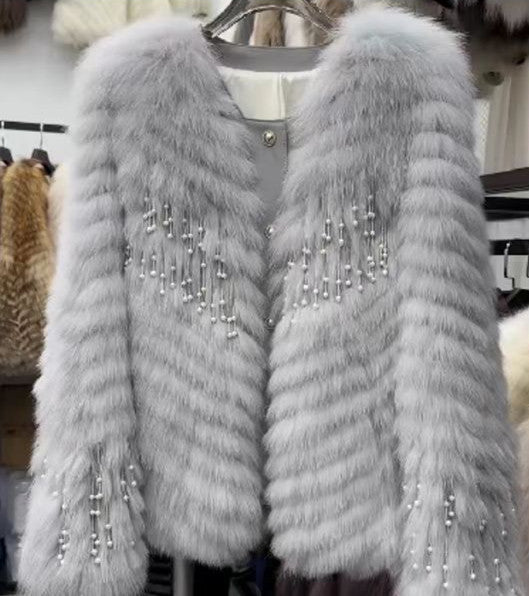 Women's Fashion Heavy Duty Fringe Loose Fur Coat