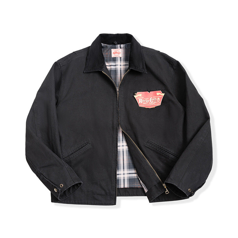 Canvas Turn-Down Collar Coat Men's Autumn