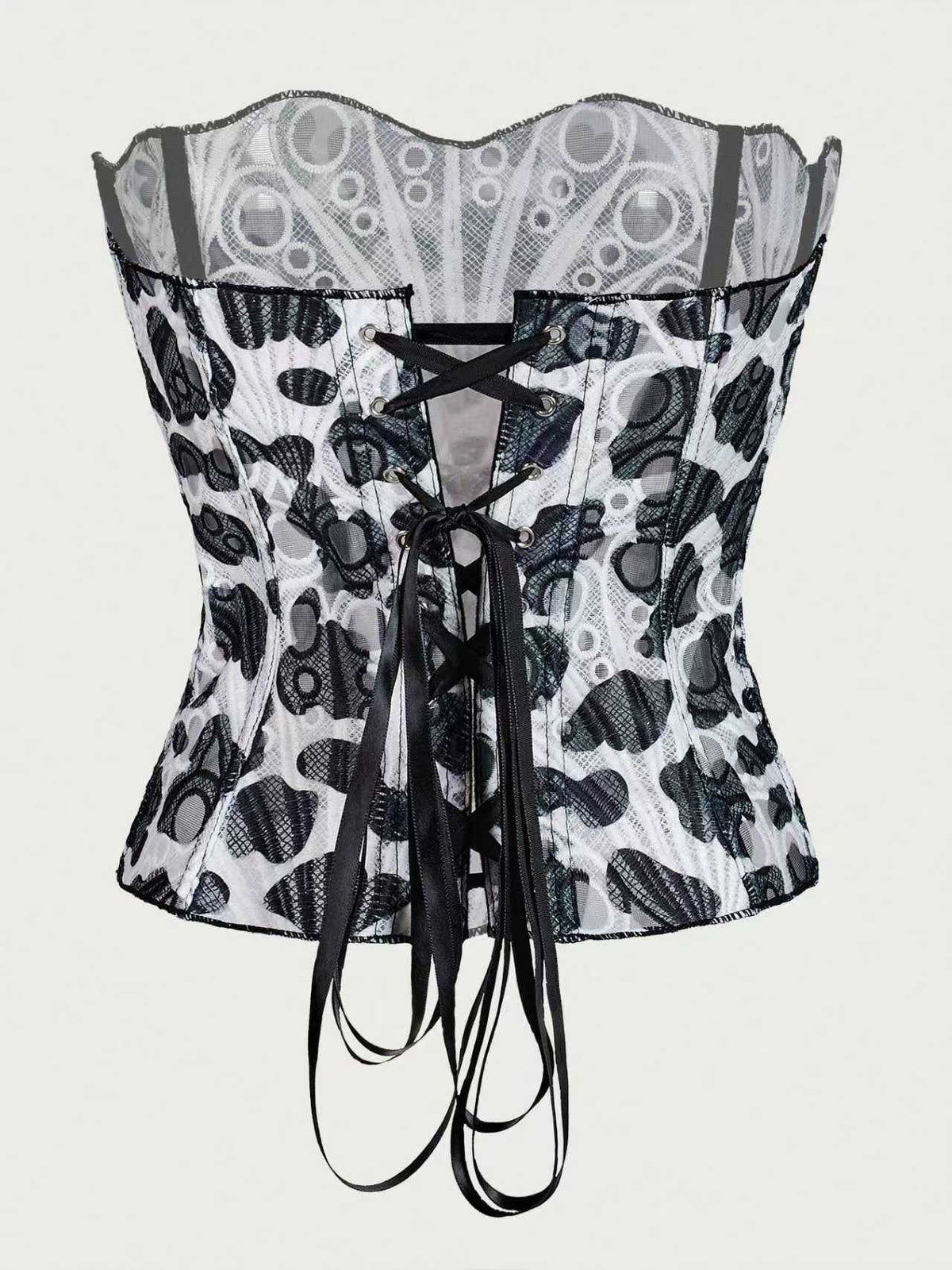 Sexy Hollow Out Corset Top Women Lace Double-layer Streetwear Party Club Corset Clothing