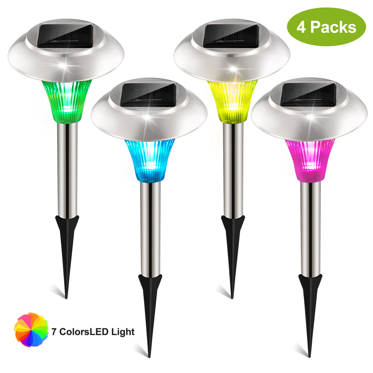 24Pcs 12Pcs 8Pcs 4Pcs Solar Garden Lights IP44 Waterproof 7 Color Changing For Yard Driveway Walkway