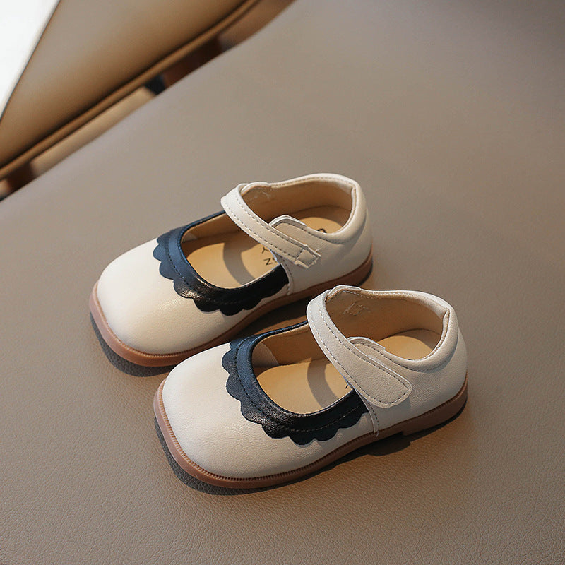 Girls' Princess Soft-Soled Lace Leather Shoes
