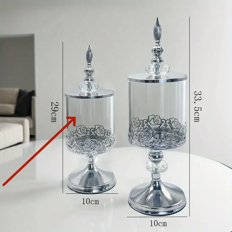 European Crystal Glass Storage Tank With Lid Decorative Ornaments