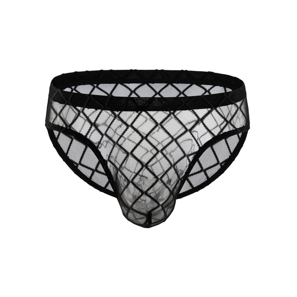 Men's Sexy See-through Underwear Diamond-Shaped Network Low Waist Briefs Mesh