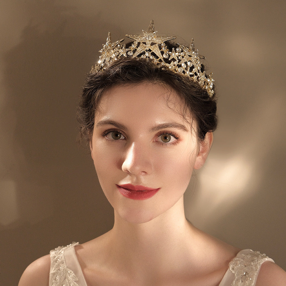 Bright Five-Pointed Star Mans Rhinestone Crown