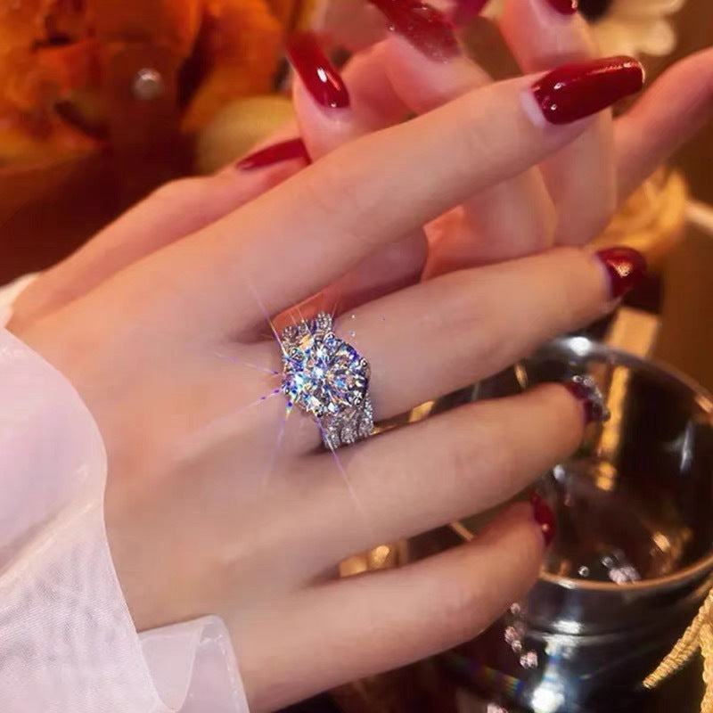 5 Karat Moissanite Six-Claw Luxurious Cluster Female
