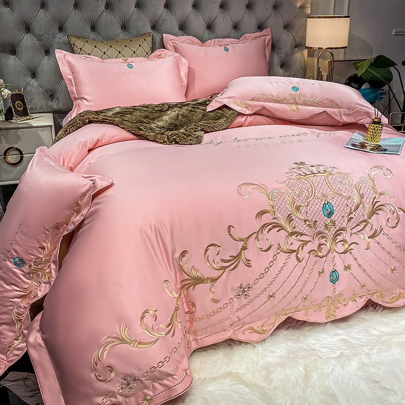 Four-Piece Bed Sheet Cotton Ice Silk Quilt Cover