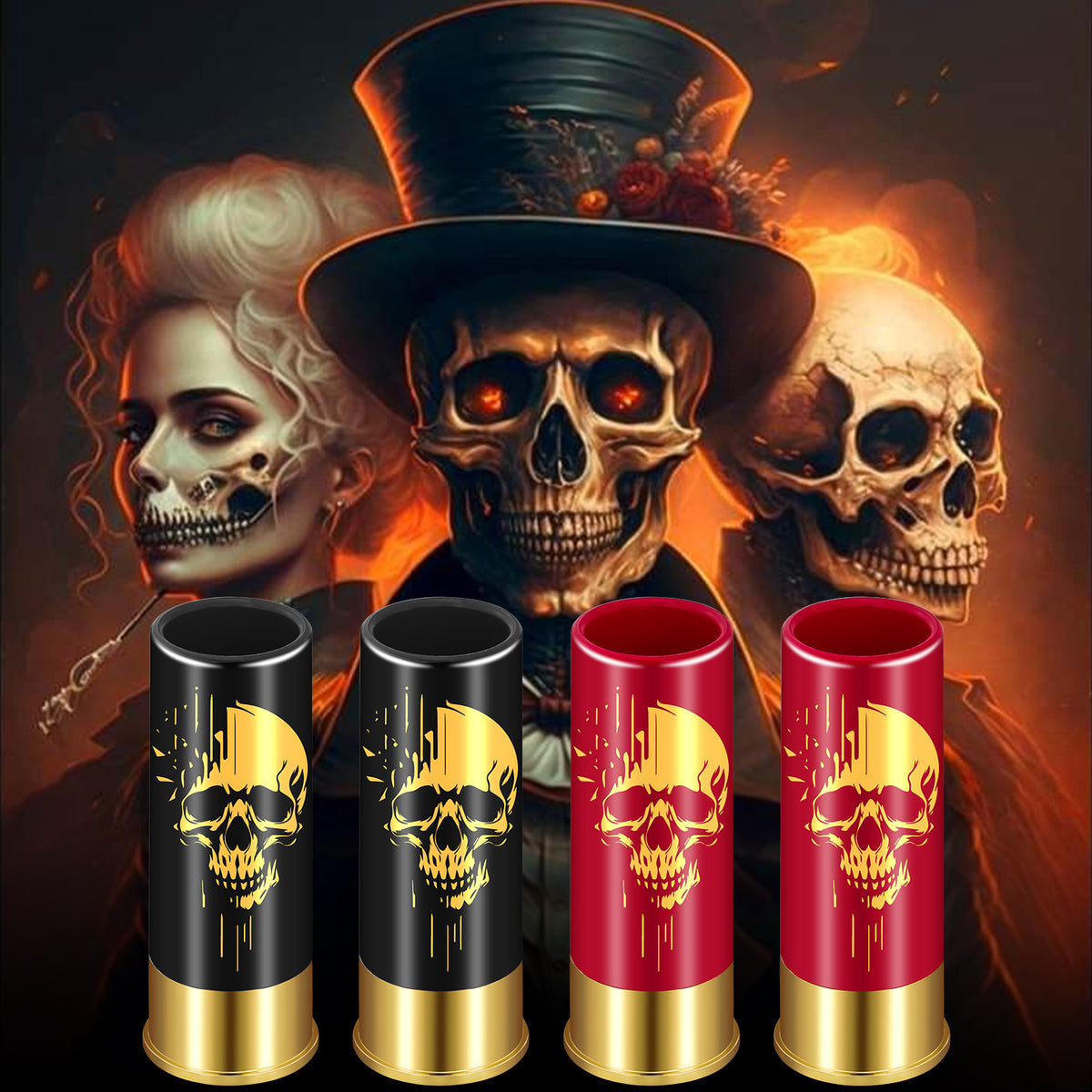 4pcs Skull Shot Glasses, 1.5oz - Reusable, High-Quality Plastic Bullet Cups For Whiskey, Cocktails & Wine, Perfect For Bars, Parties & Gifts