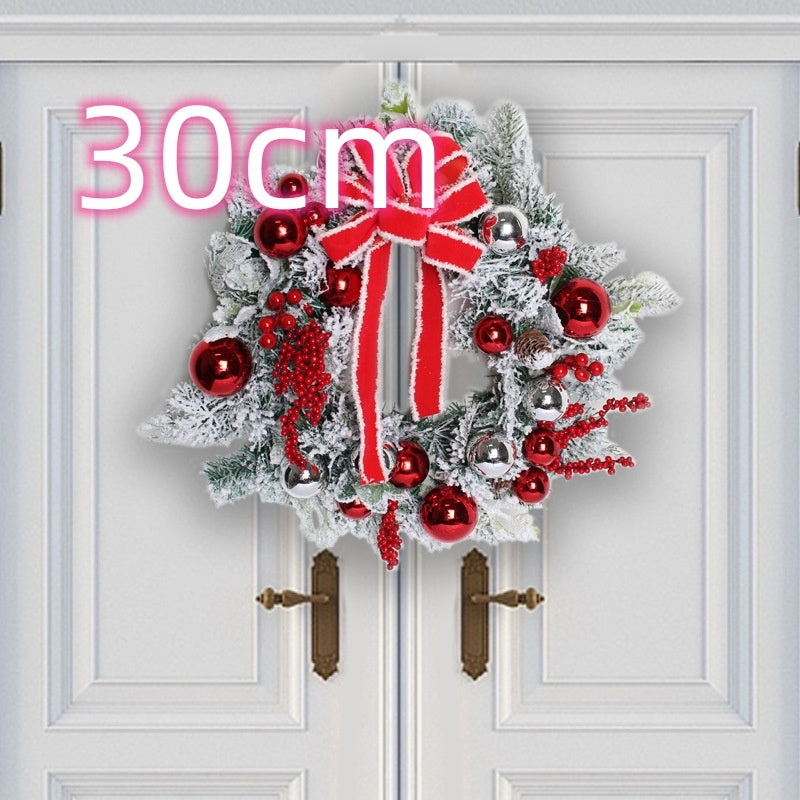 New Flocking Wreath Outdoor Decoration Door Hanging Christmas Wreath Rattan