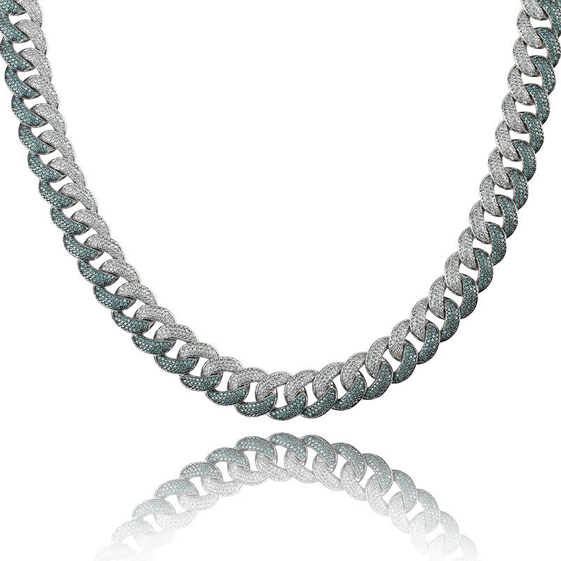 Emerald Color Men's Large Cuban Chain
