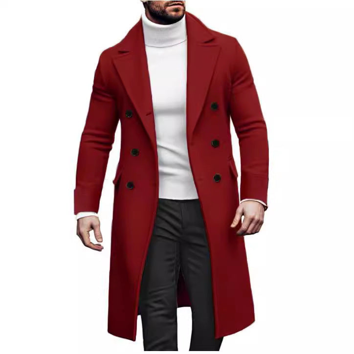 Woolen Large Overcoat Male Double-Breasted Coat