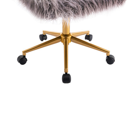 Modern Faux Fur Home Office Chair, Hairy Chair For Girls, Gilded Base Makeup Chair