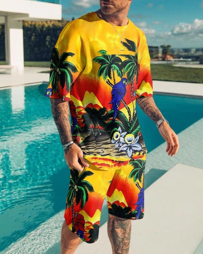 3D Digital Printing Men's T-Shirt Sports Suit