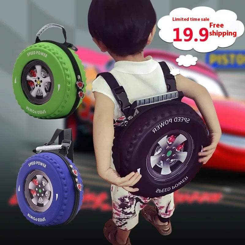 Kid's Small Schoolbag Personalized Creative 3D Cartoon Tire Kindergarten