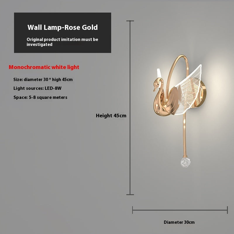 Modern Minimalist Swan Bedroom Bedside Wall Lamp