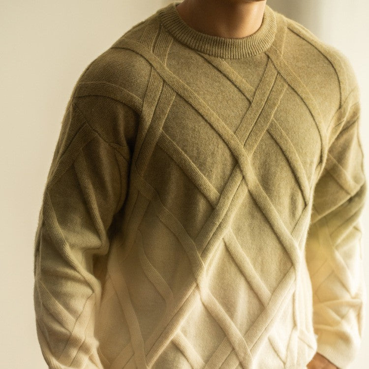 Diamond Lattice Jacquard Gradient Sweater