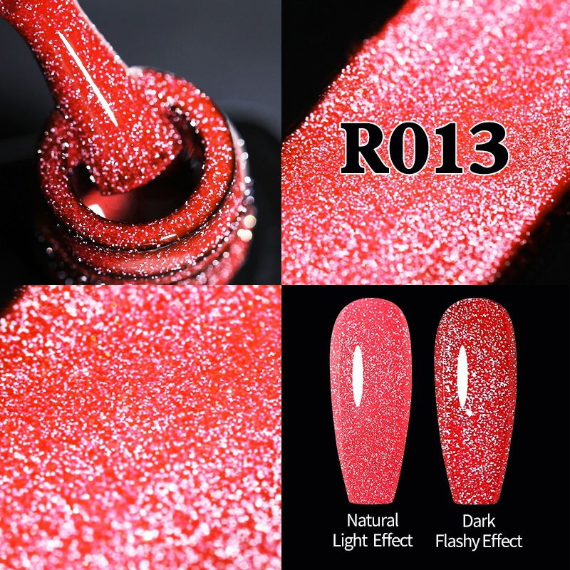 Glitter Reflective Gel Nail Polish Christmas Red UV