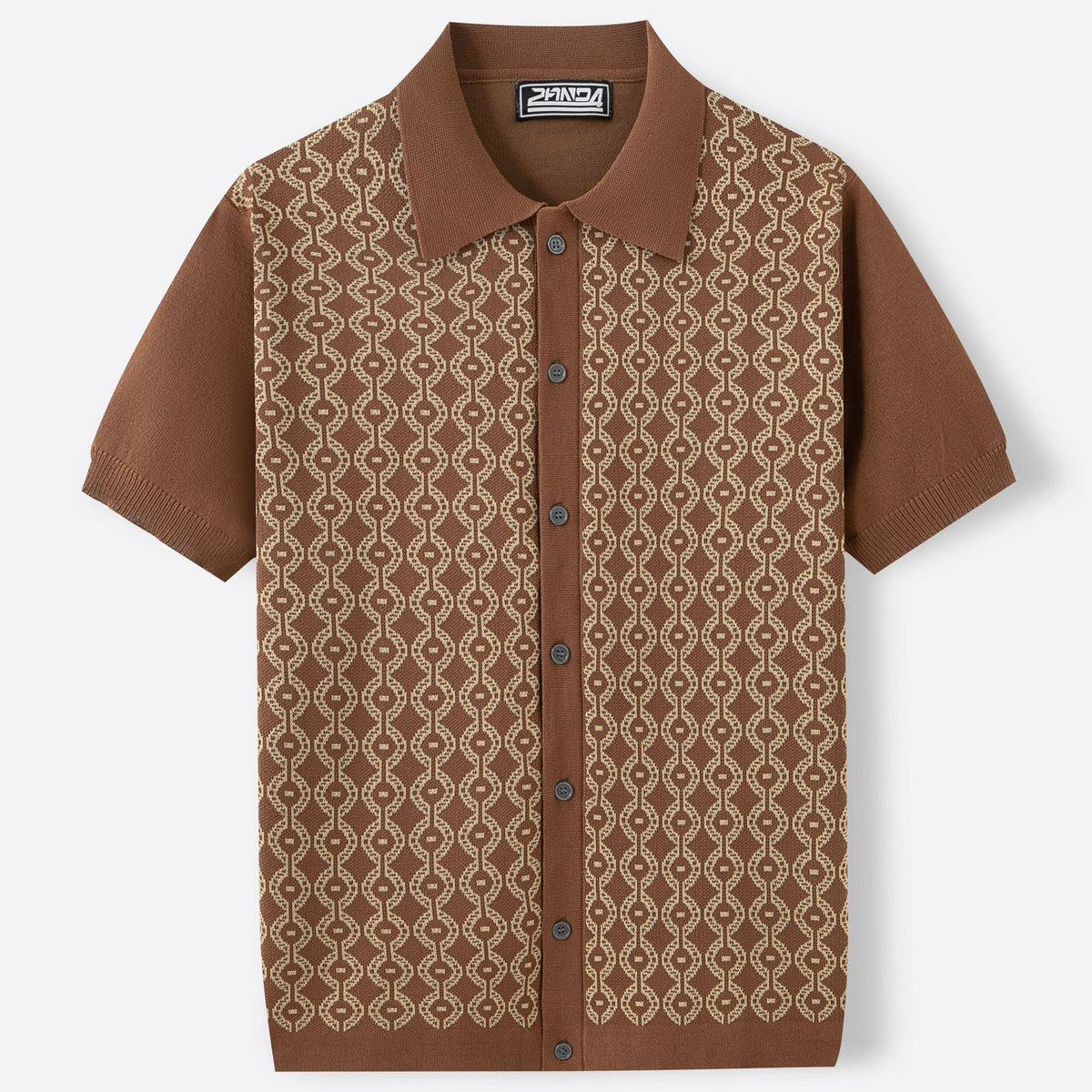 Summer Tencel Short-Sleeved Sweater Lapel Jacquard Cardigan for Men