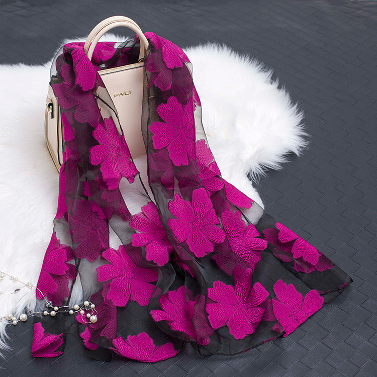 Cut Flowers Hollow Silk Scarf Simulation Silk Scarf