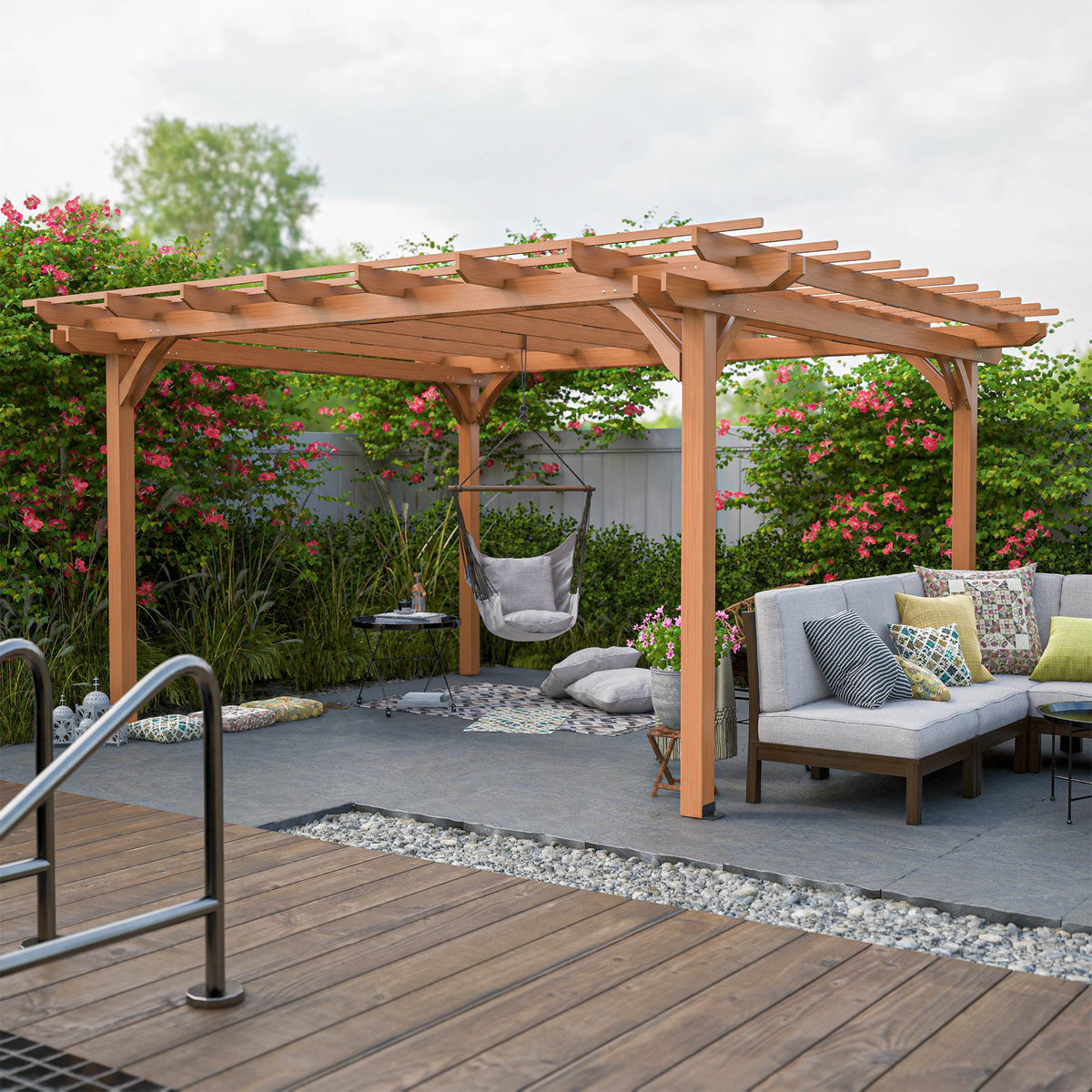Outdoor Wood Pergola, Wooden Patio Pergola Gazebo For Climbing Plant Support, Garden,Brown
