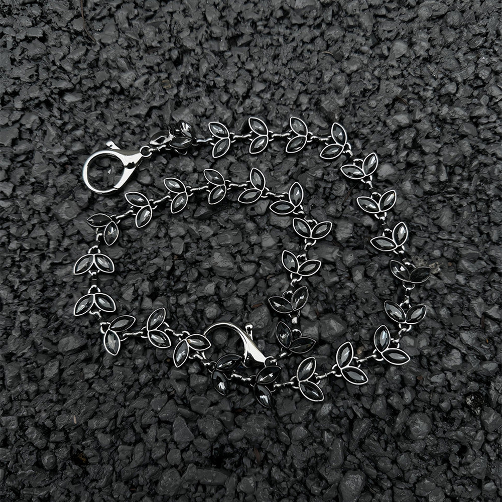 Black Vine Silver Gem Phants Zipper Men's Denim Waist Chain