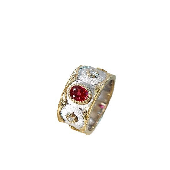 Fashion S925 Silver Plated Red Diamond Ring
