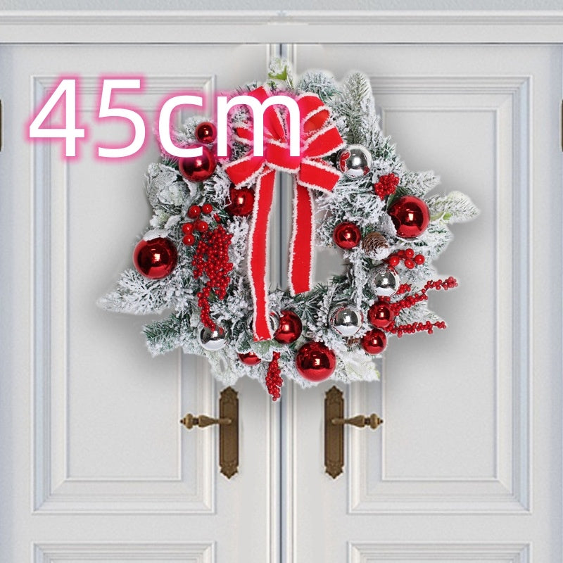 New Flocking Wreath Outdoor Decoration Door Hanging Christmas Wreath Rattan