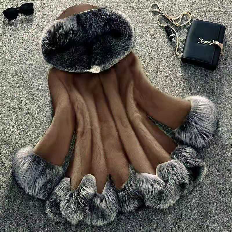 Hooded Faux Mink Coat