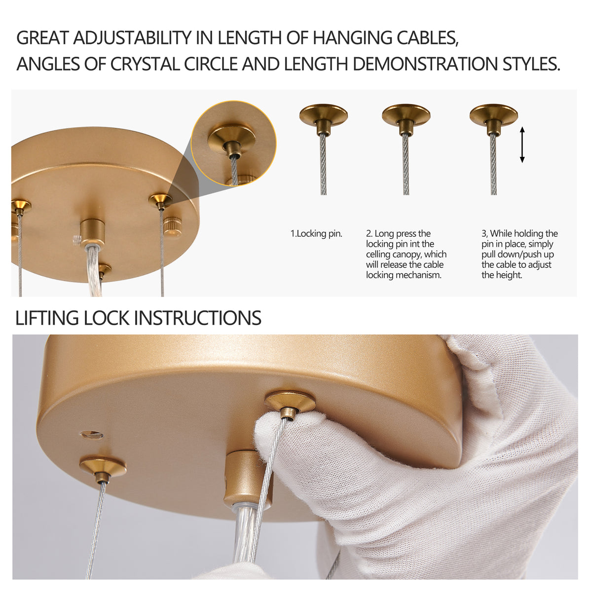 24-inch Modern Golden Pendant Light With Cascading Crystal Strands, Ideal For Living Room, Dining Room And Foyer, High-End Decorative Lighting Fixture Bulb Not Included